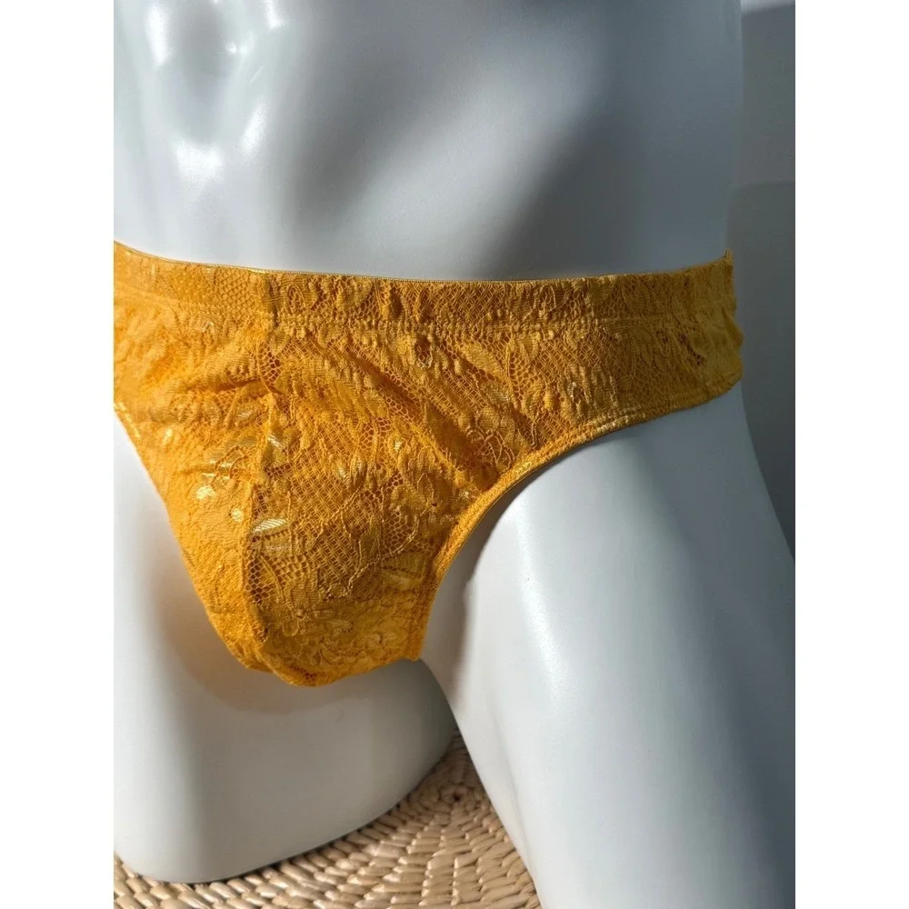 Cosabella Men's Luxury Lace G-String Thong sole Yellow NWT Size L